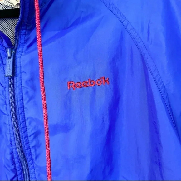 Reebok Sport Vintage Windbreaker Full Zip Jacket with Hood Option Sz L GUC - Picture 3 of 10